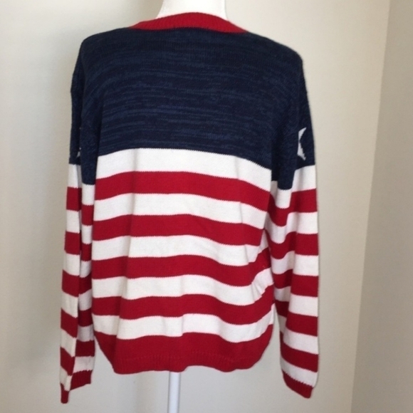 Tiara International Patriotic Zip Cardigan Sweater Women's Large L American Flag - Picture 4 of 9